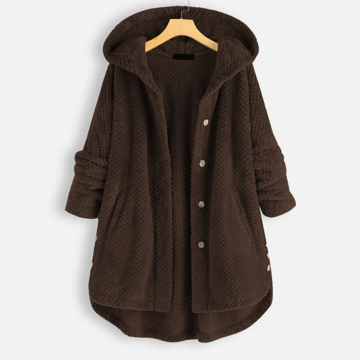 Inga | Women Hooded Button Fluffy Jacket