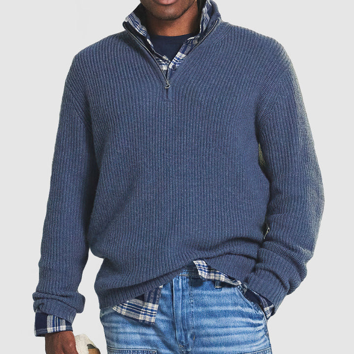 Hugh | Men Ribbed Quarter Zip Sweater
