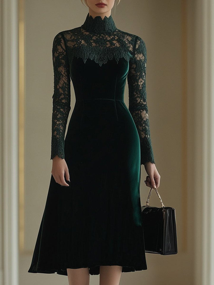 Arlene | Women Lace Velvet Winter Wedding Guest Dress