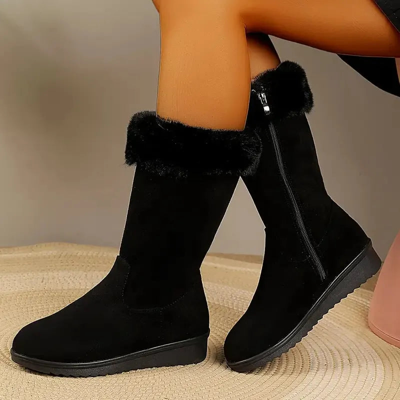 Live | Women Fur Cuff Mid Calf Boots