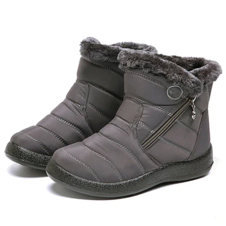 Lacey Women Fur Trim Quilted Zip Ankle Winter Boots
