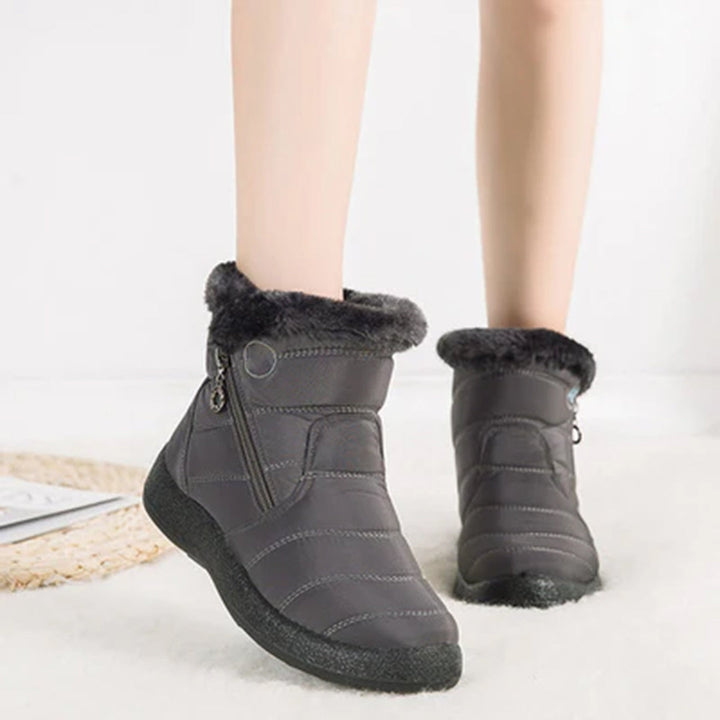 Lacey Women Fur Trim Quilted Zip Ankle Winter Boots