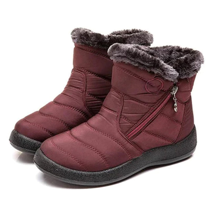 Lacey Women Fur Trim Quilted Zip Ankle Winter Boots