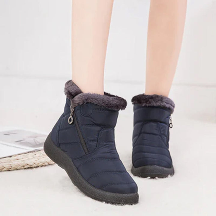 Lacey Women Fur Trim Quilted Zip Ankle Winter Boots