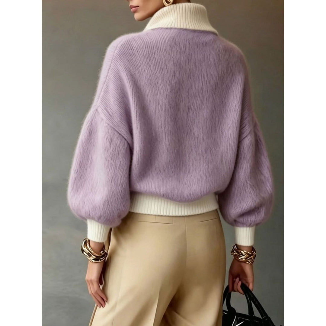 Myrna | Women Balloon Sleeve Half Zip Pullover