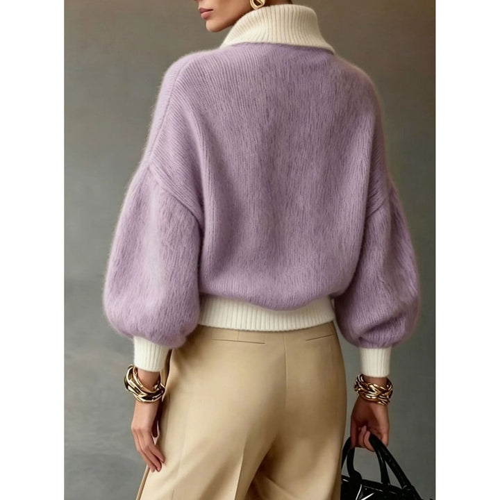 Myrna | Women Balloon Sleeve Half Zip Pullover