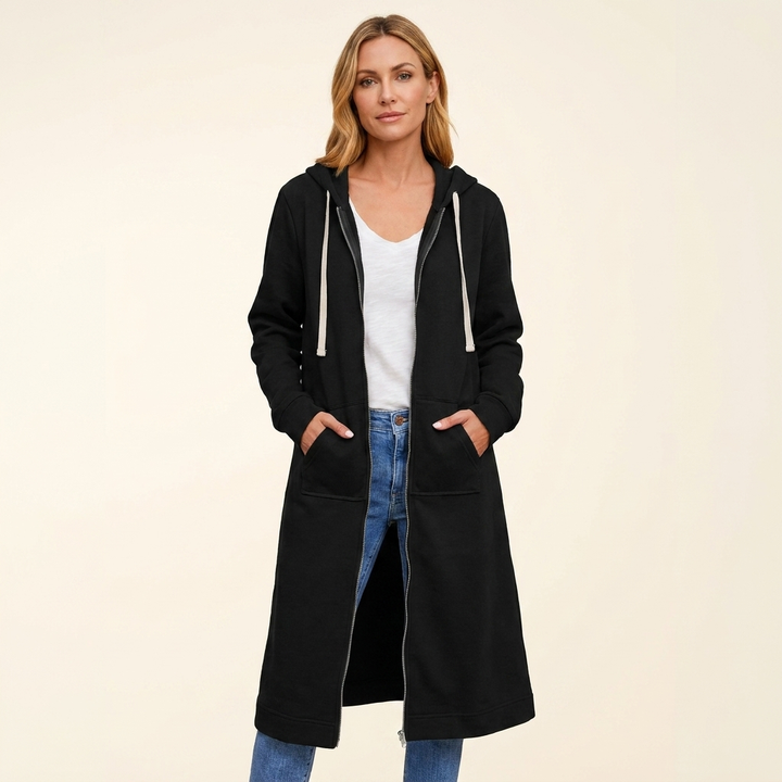 Jorid | Women Hooded Zip Longline Cardigan