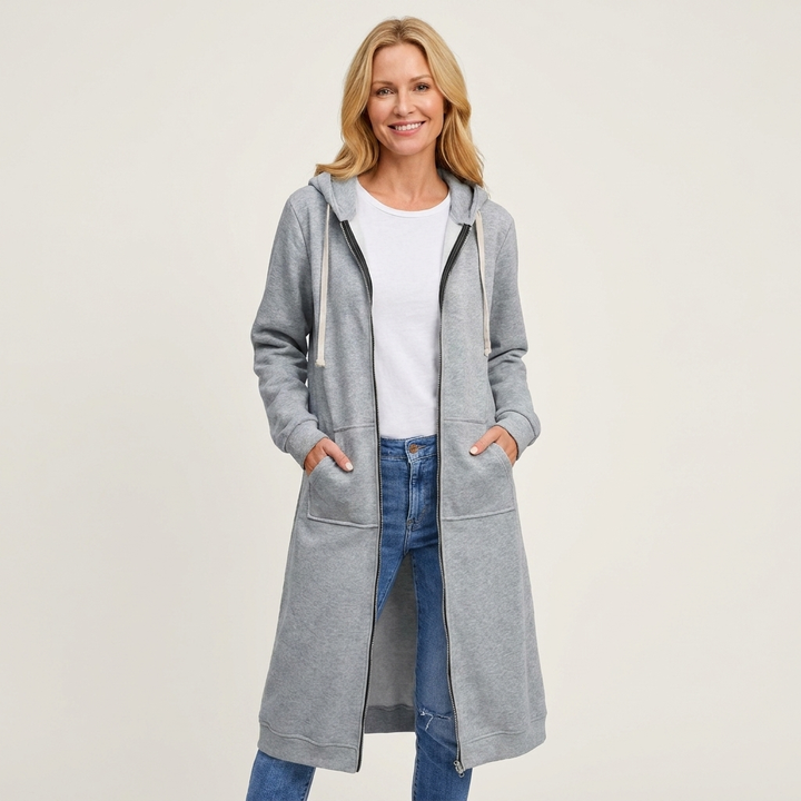 Jorid | Women Hooded Zip Longline Cardigan