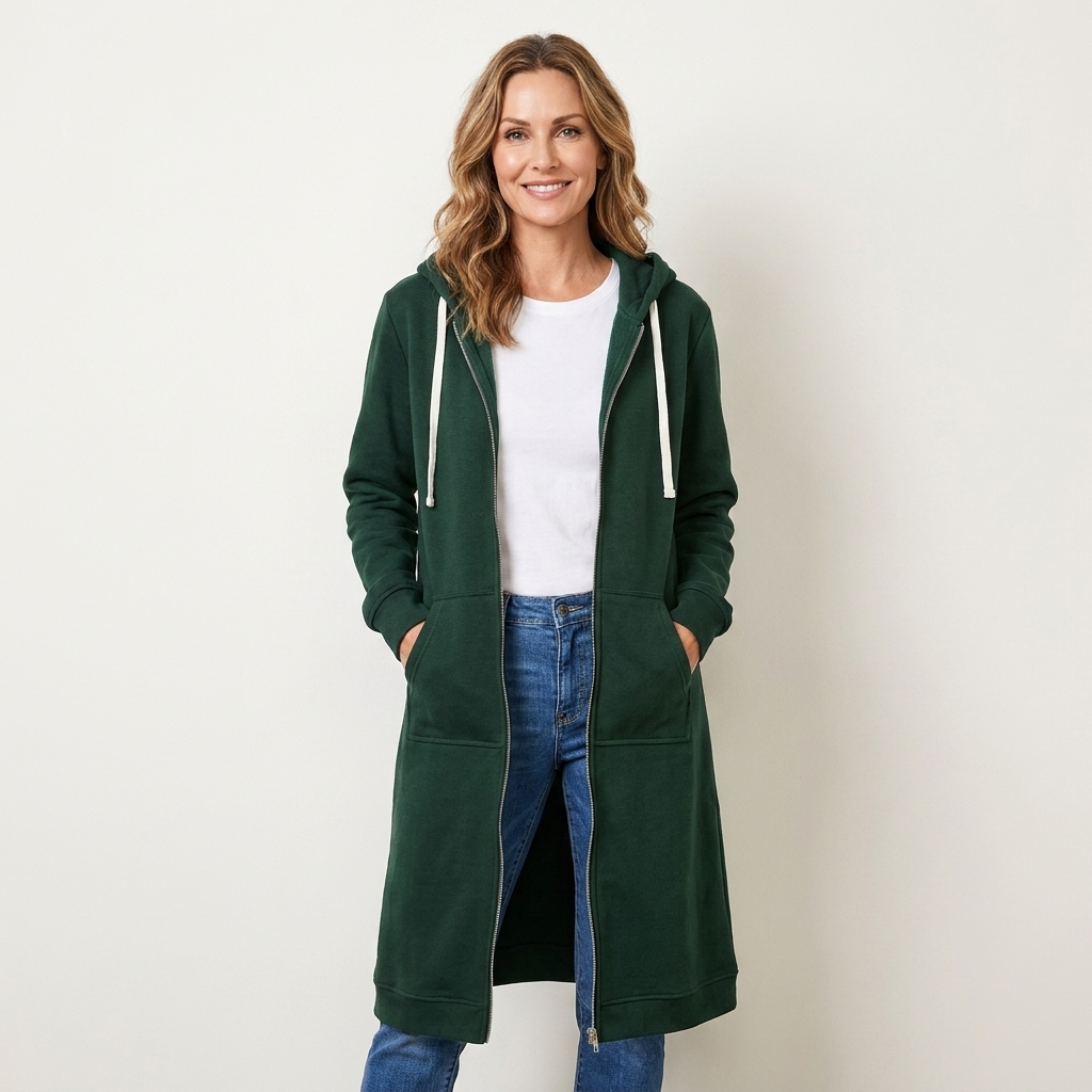 Jorid | Women Hooded Zip Longline Cardigan