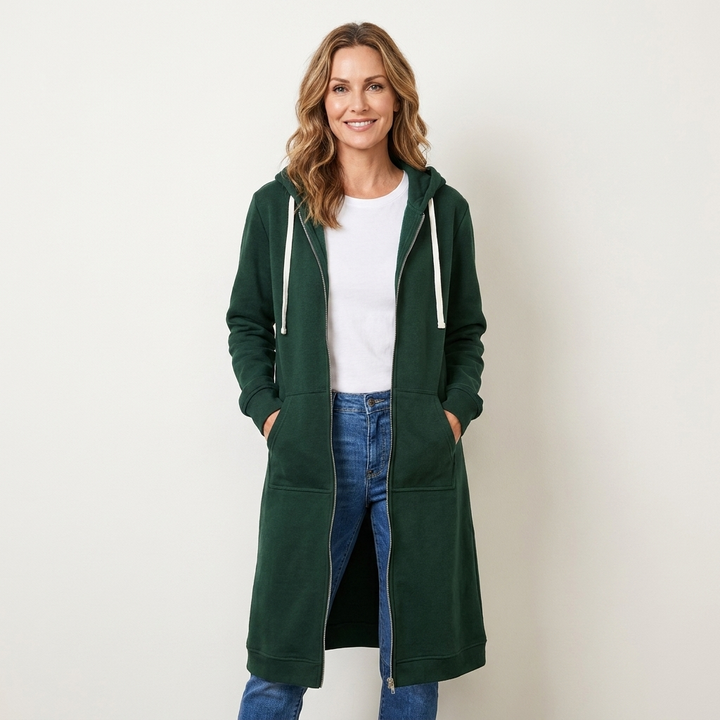 Jorid | Women Hooded Zip Longline Cardigan