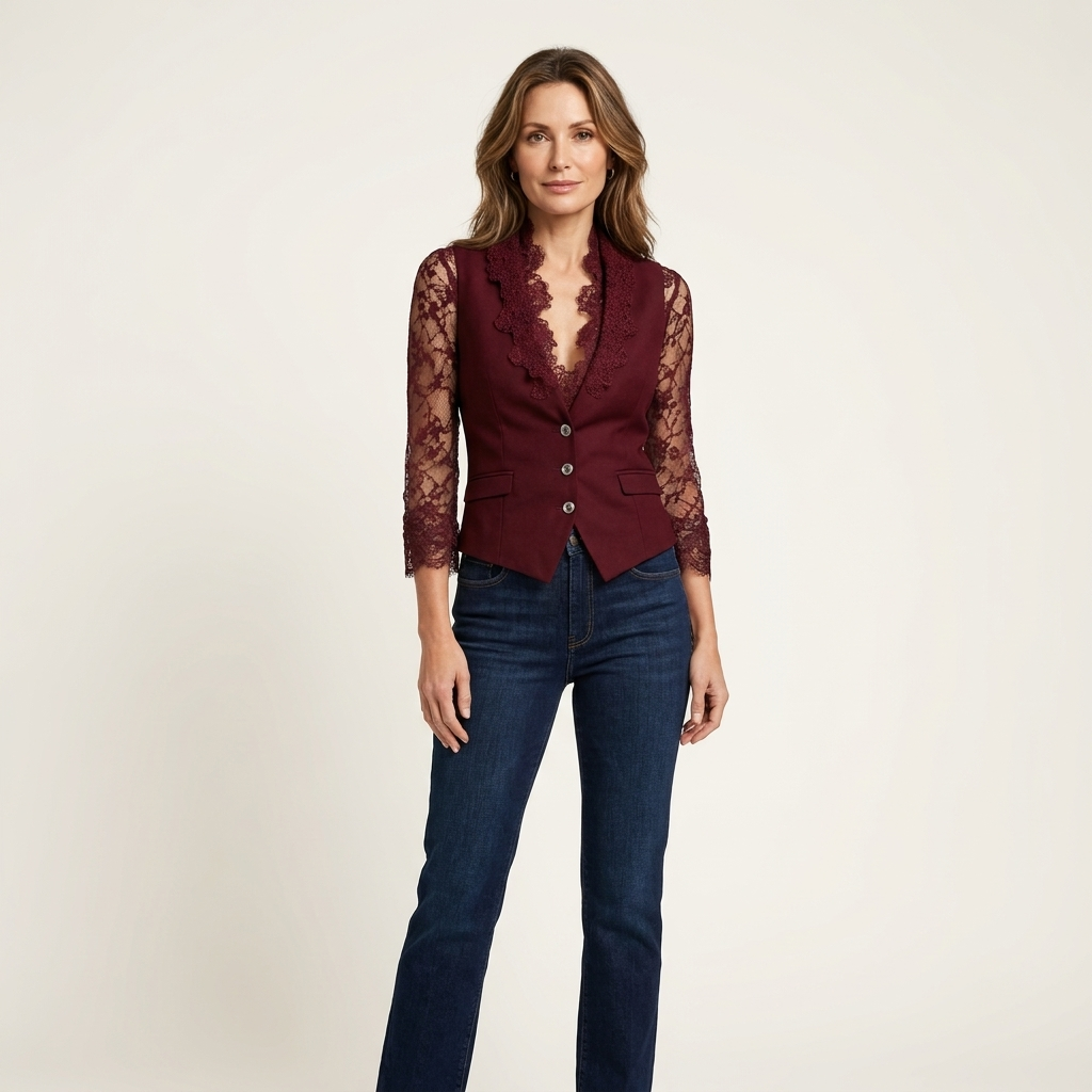 Toril | Women Lace Sleeve Cropped Blazer