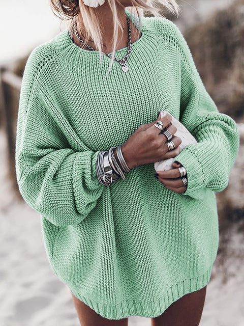 Heather | Women Balloon Sleeve Crewneck Sweater