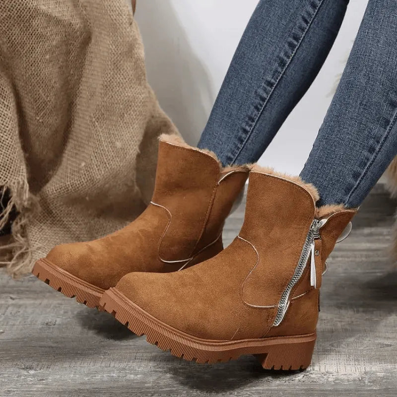 Borgny | Women Fur Cuff Platform Boots