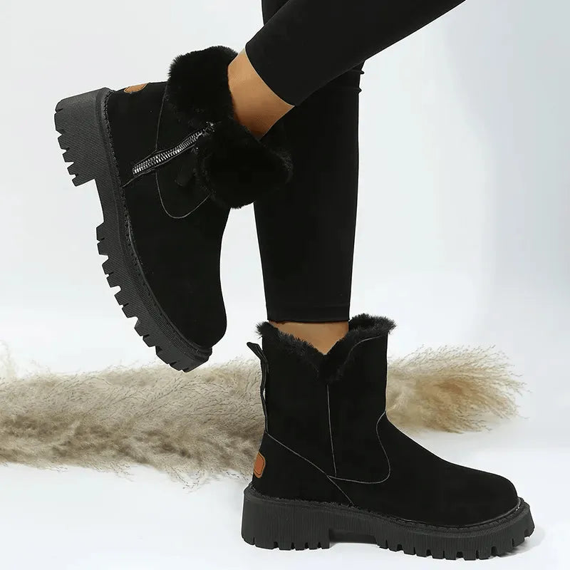 Borgny | Women Fur Cuff Platform Boots