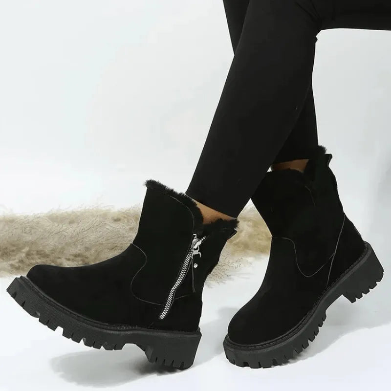 Borgny | Women Fur Cuff Platform Boots