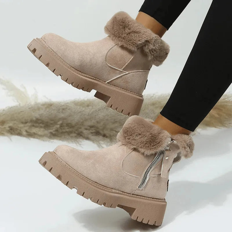 Borgny | Women Fur Cuff Platform Boots