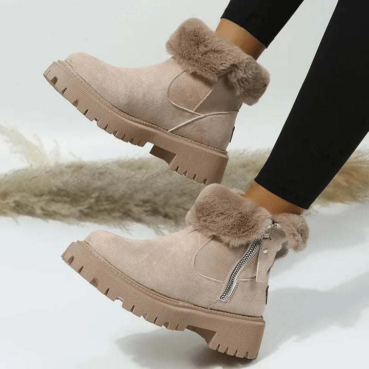 Borgny | Women Fur Cuff Platform Boots