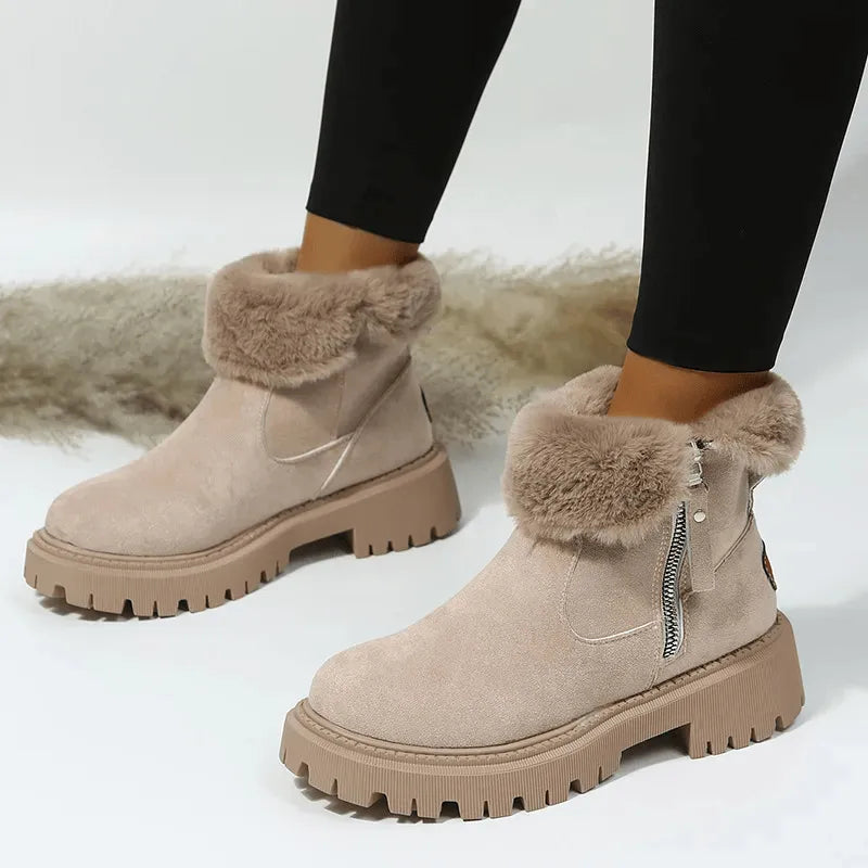 Borgny | Women Fur Cuff Platform Boots