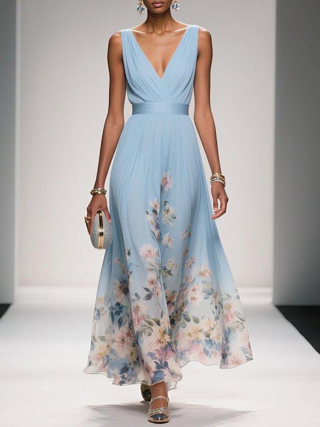 Tricia | Women Floral Chiffon Winter Wedding Guest Dress