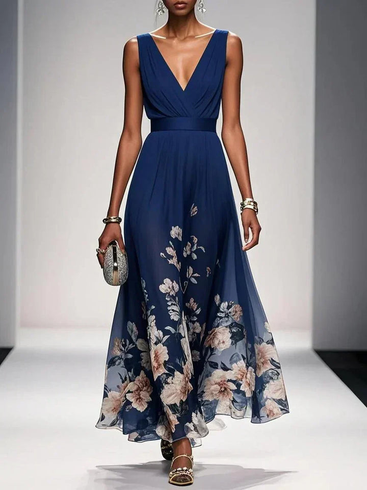 Tricia | Women Floral Chiffon Winter Wedding Guest Dress