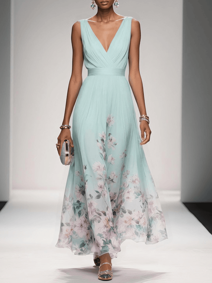 Tricia | Women Floral Chiffon Winter Wedding Guest Dress