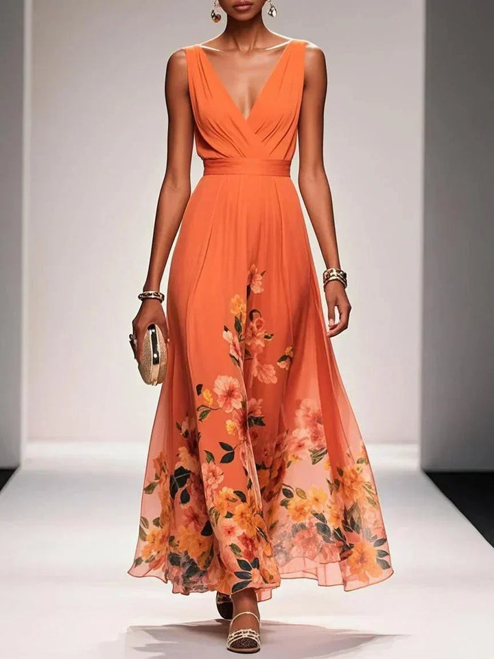 Tricia | Women Floral Chiffon Winter Wedding Guest Dress