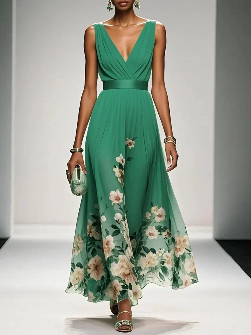 Tricia | Women Floral Chiffon Winter Wedding Guest Dress