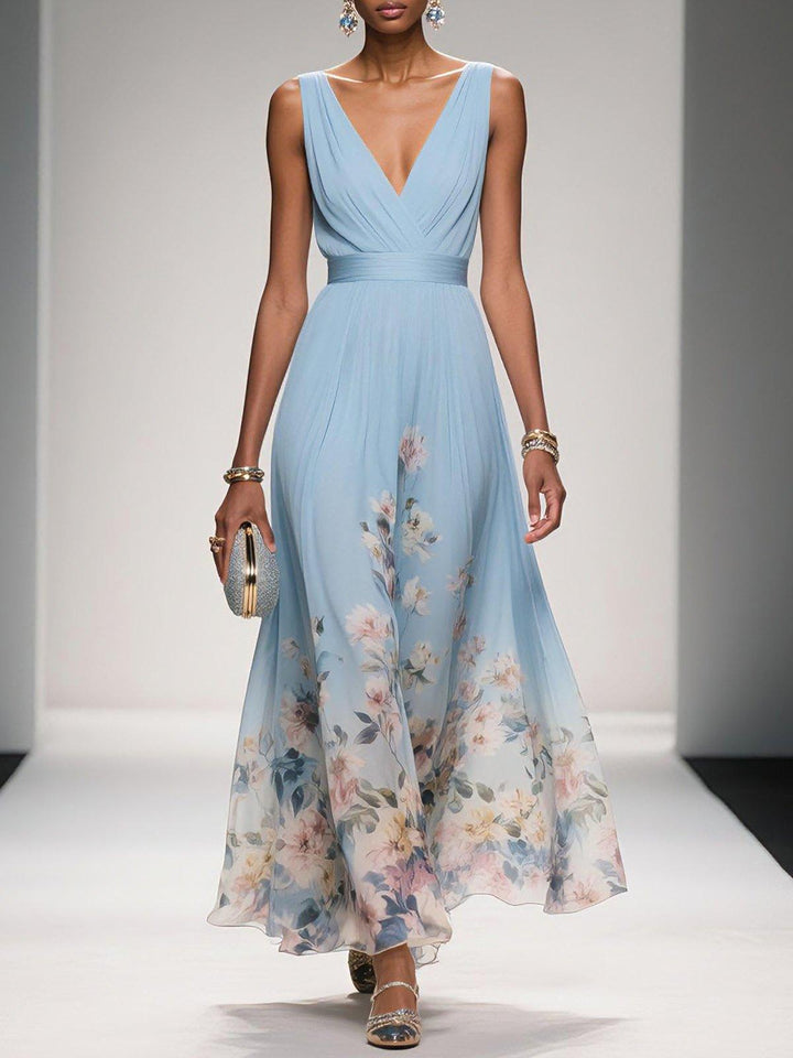 Tricia | Women Floral Chiffon Winter Wedding Guest Dress