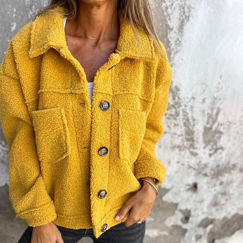 Shea | Women Button Pocket Fluffy Jacket