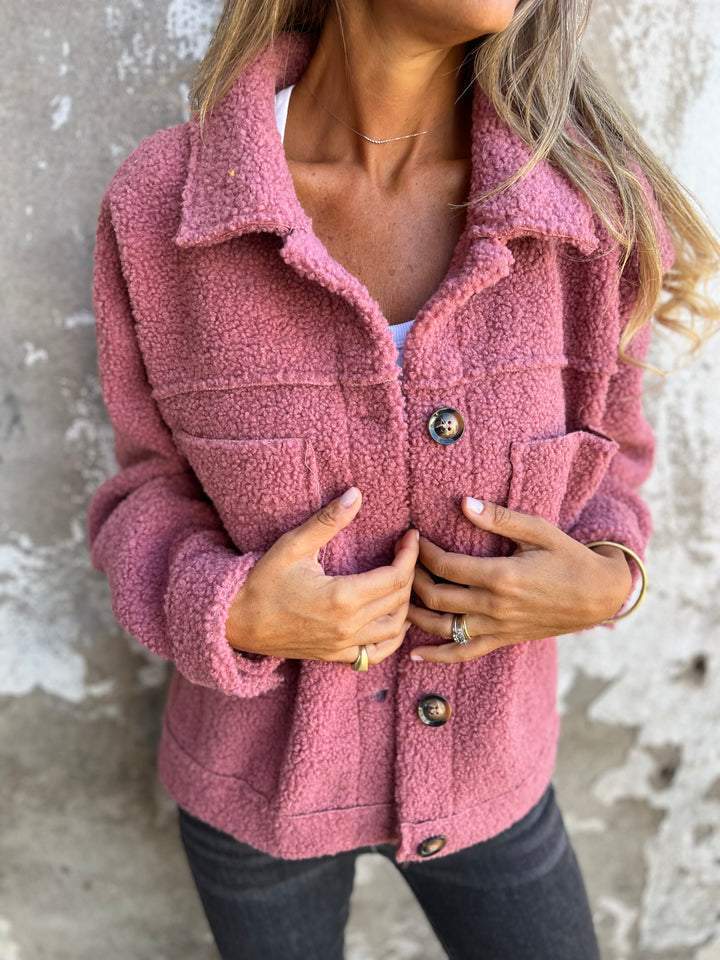 Shea | Women Button Pocket Fluffy Jacket