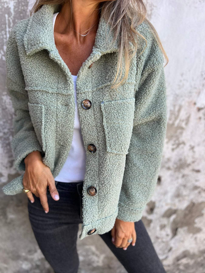 Shea | Women Button Pocket Fluffy Jacket
