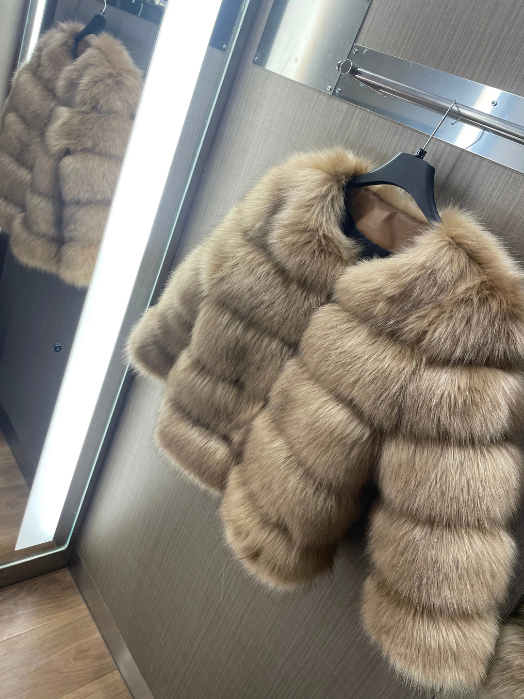 Brenda Women Cropped Paneled Faux Fur Coat