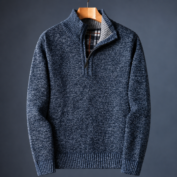 Owen | Men Plaid Collar Quarter Zip Sweater