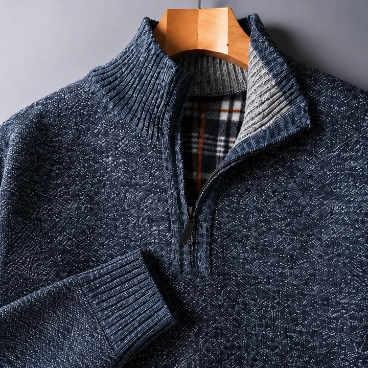 Owen | Men Plaid Collar Quarter Zip Sweater