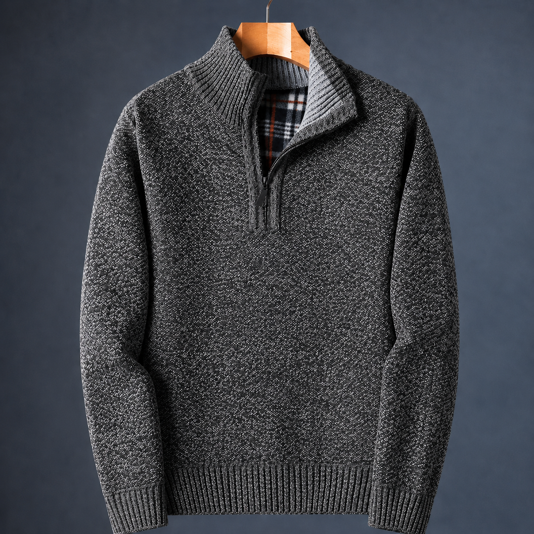 Owen | Men Plaid Collar Quarter Zip Sweater