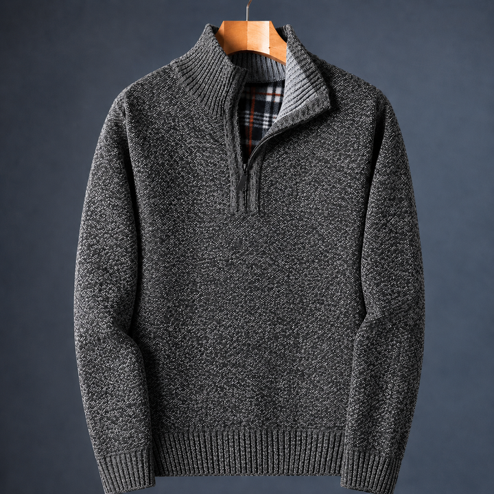 Owen | Men Plaid Collar Quarter Zip Sweater