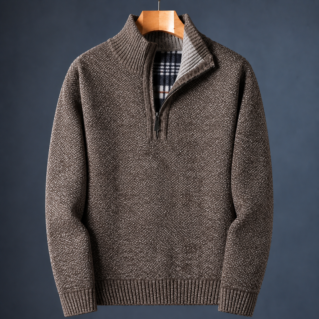 Owen | Men Plaid Collar Quarter Zip Sweater