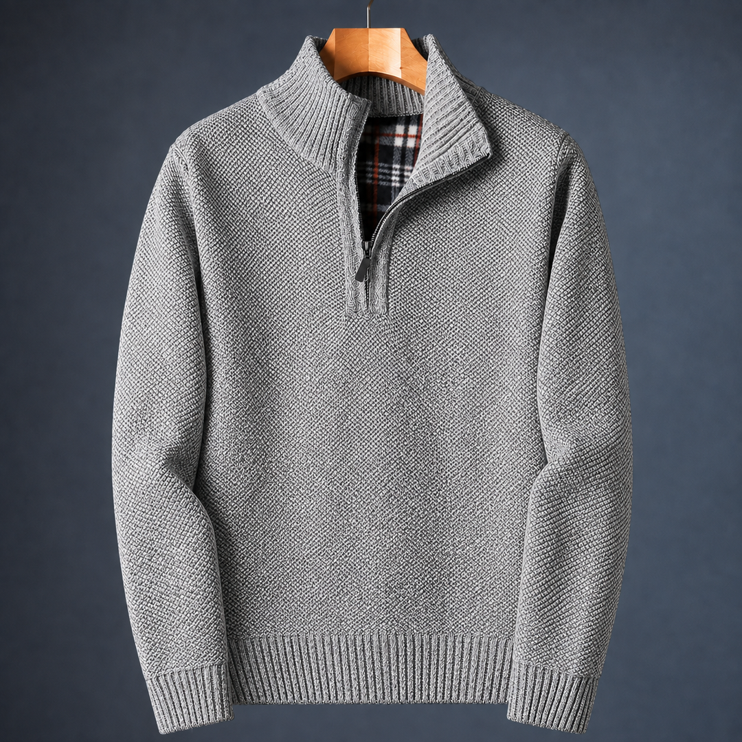 Owen | Men Plaid Collar Quarter Zip Sweater