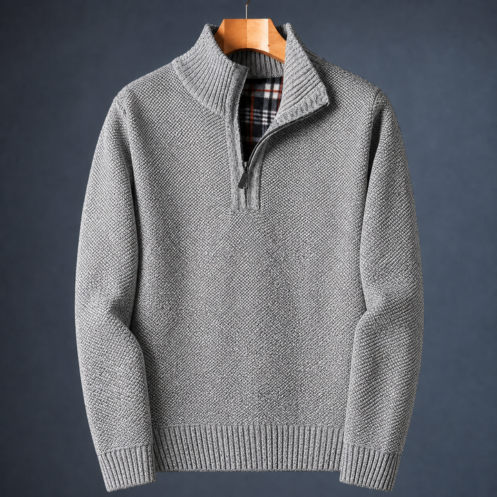 Owen | Men Plaid Collar Quarter Zip Sweater
