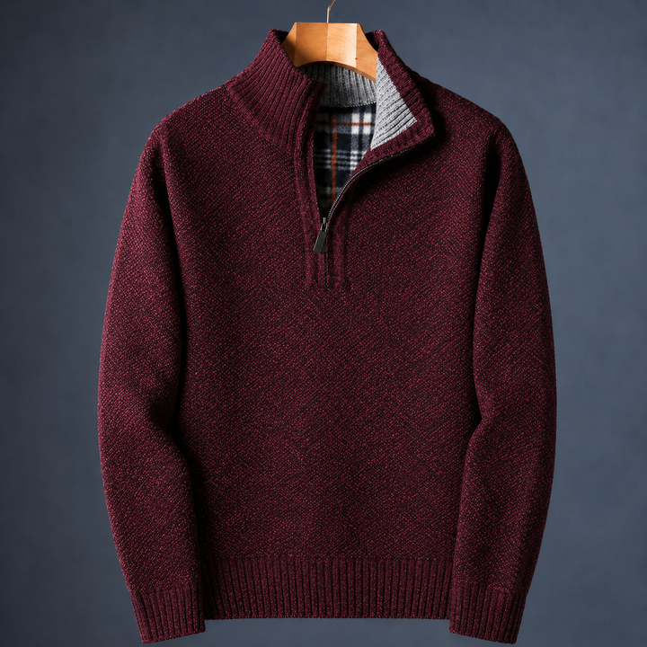 Owen | Men Plaid Collar Quarter Zip Sweater