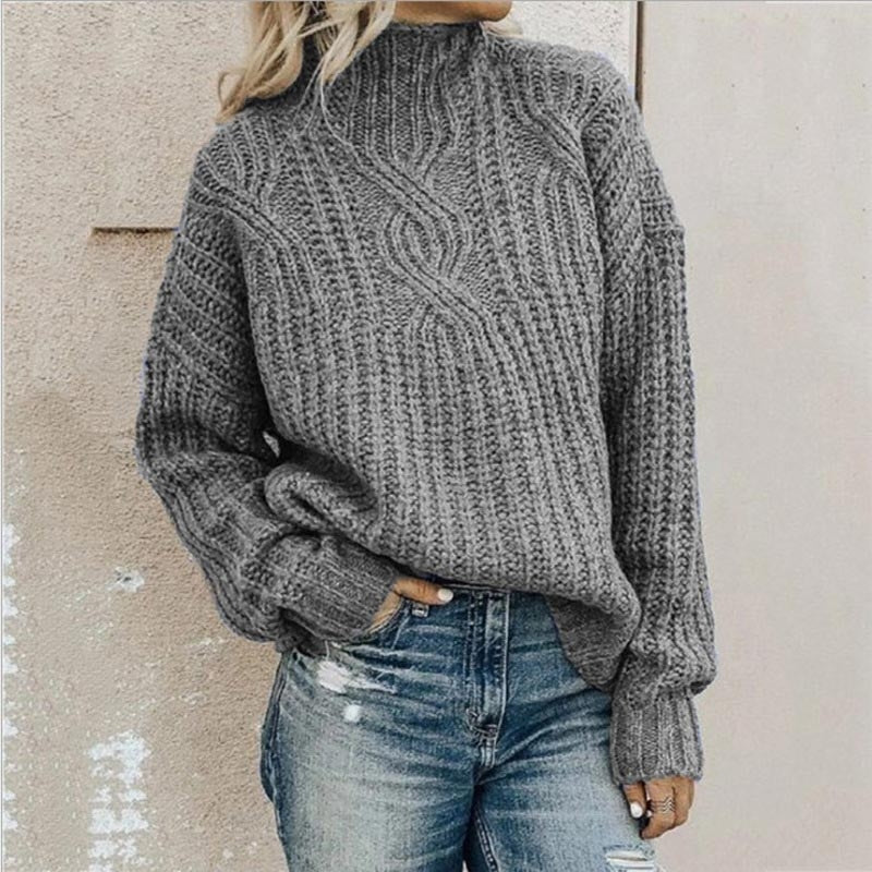 Winnie | Women Cable Mock Neck Sweater