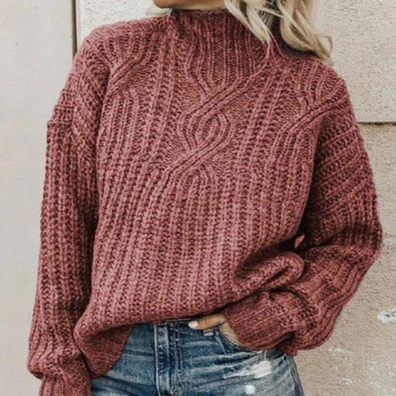 Winnie | Women Cable Mock Neck Sweater