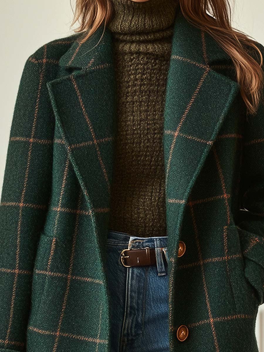 Rikke | Women Belted Plaid Winter Coat