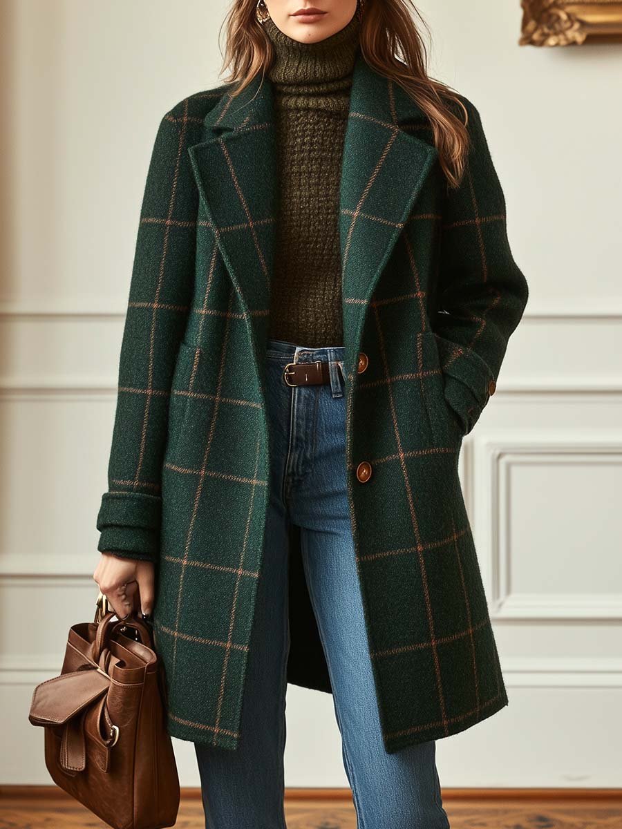 Rikke | Women Belted Plaid Winter Coat