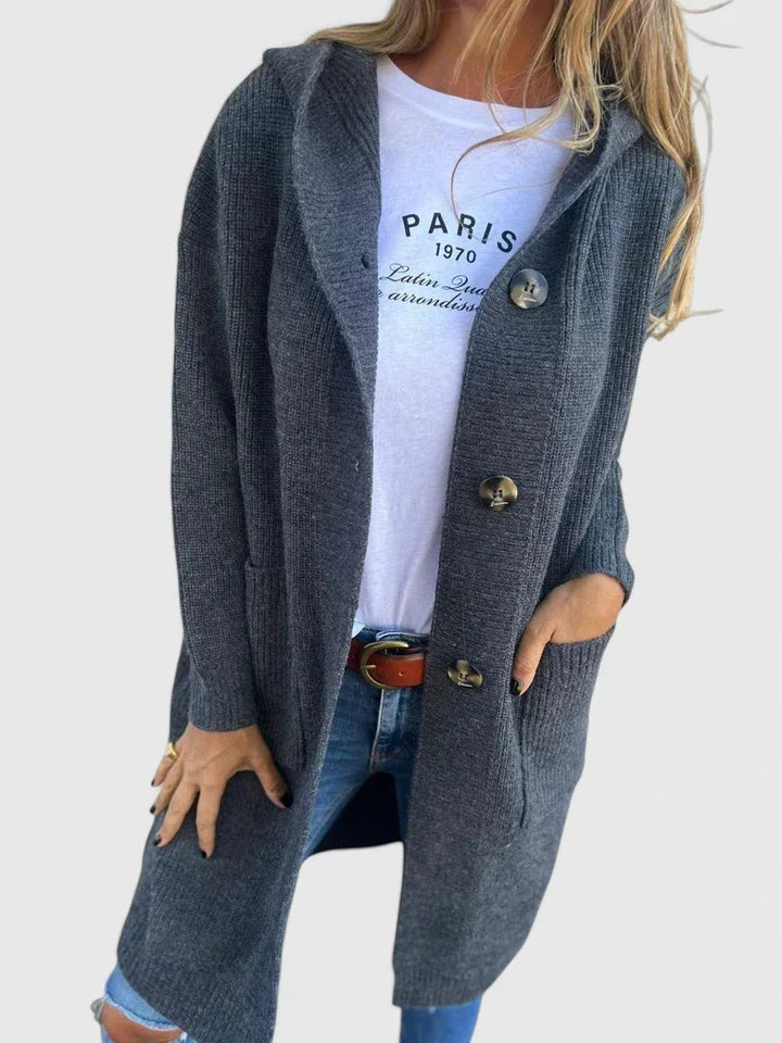 Kyla | Women Hooded Button Longline Cardigan