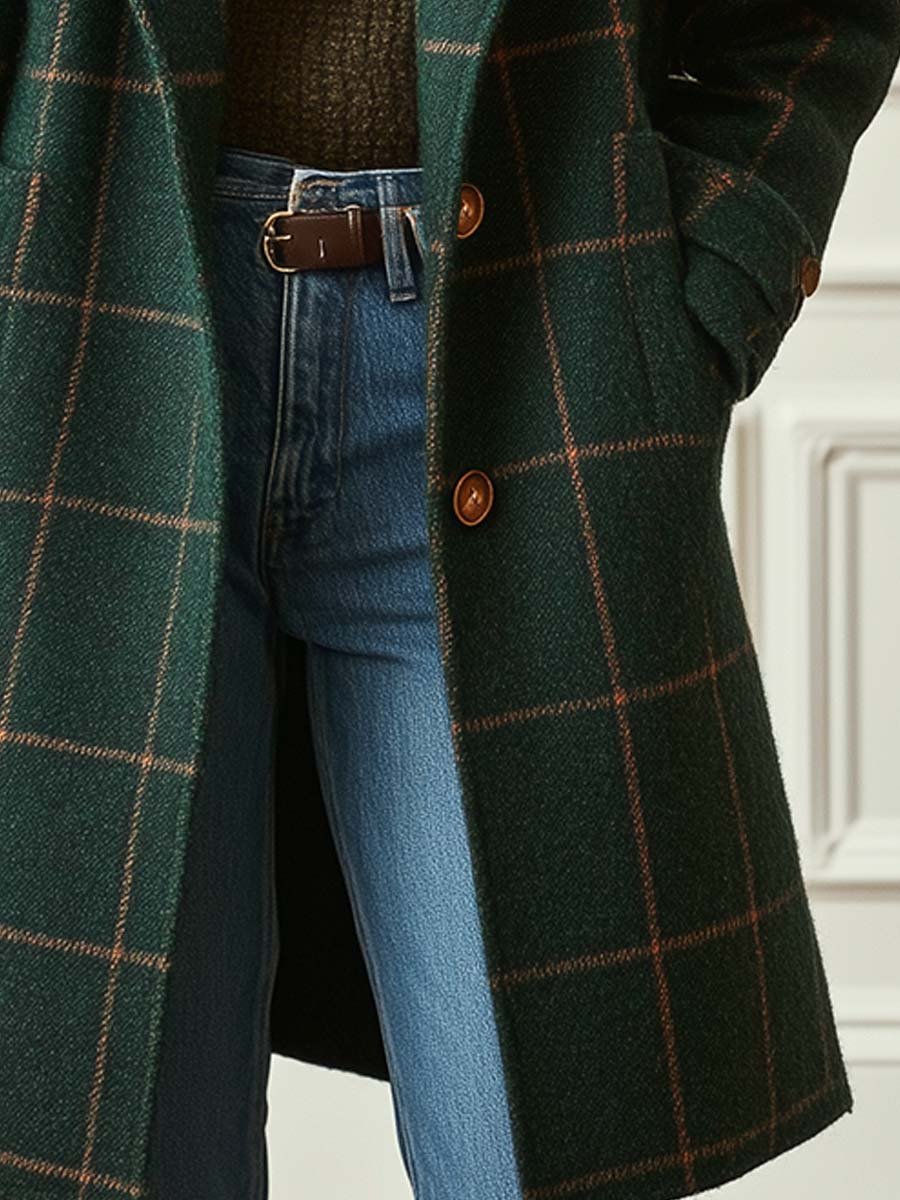 Rikke | Women Belted Plaid Winter Coat