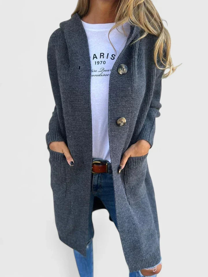 Kyla | Women Hooded Button Longline Cardigan