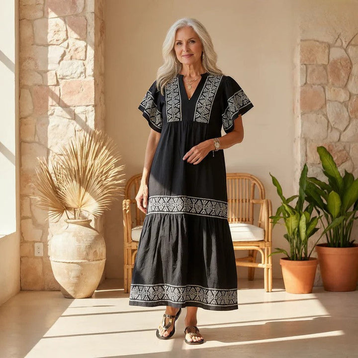 Erato | Women Bohemian Embroidered Midi Dress