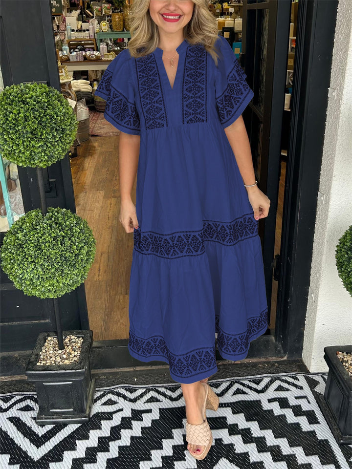 Erato | Women Bohemian Embroidered Midi Dress