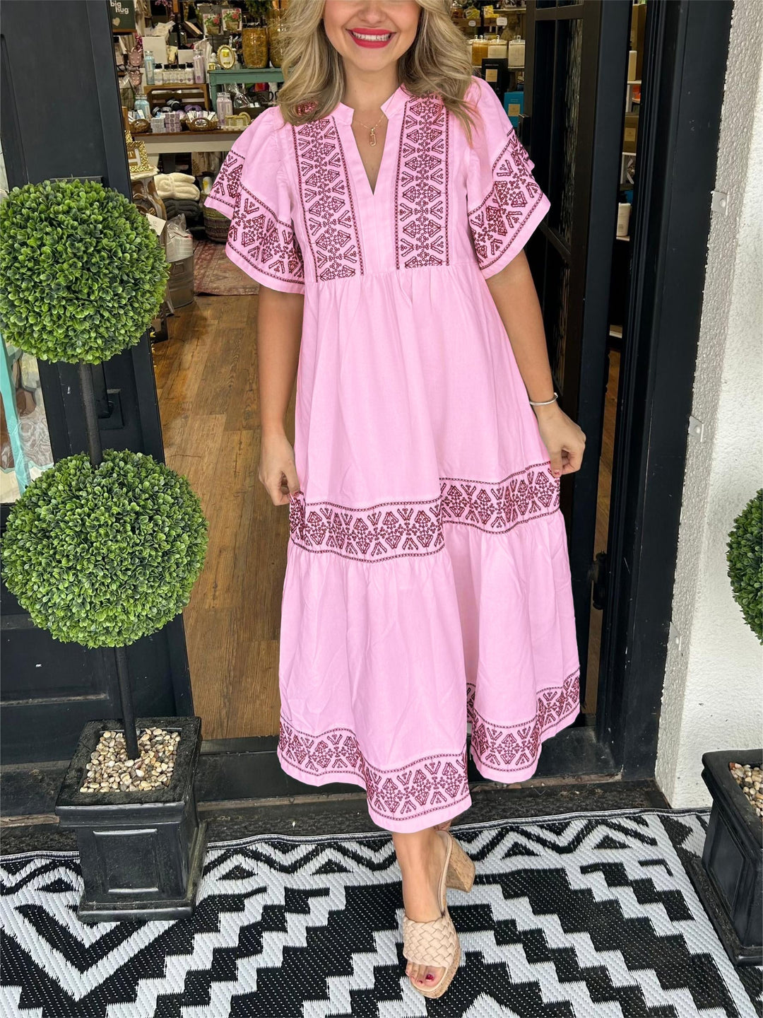 Erato | Women Bohemian Embroidered Midi Dress